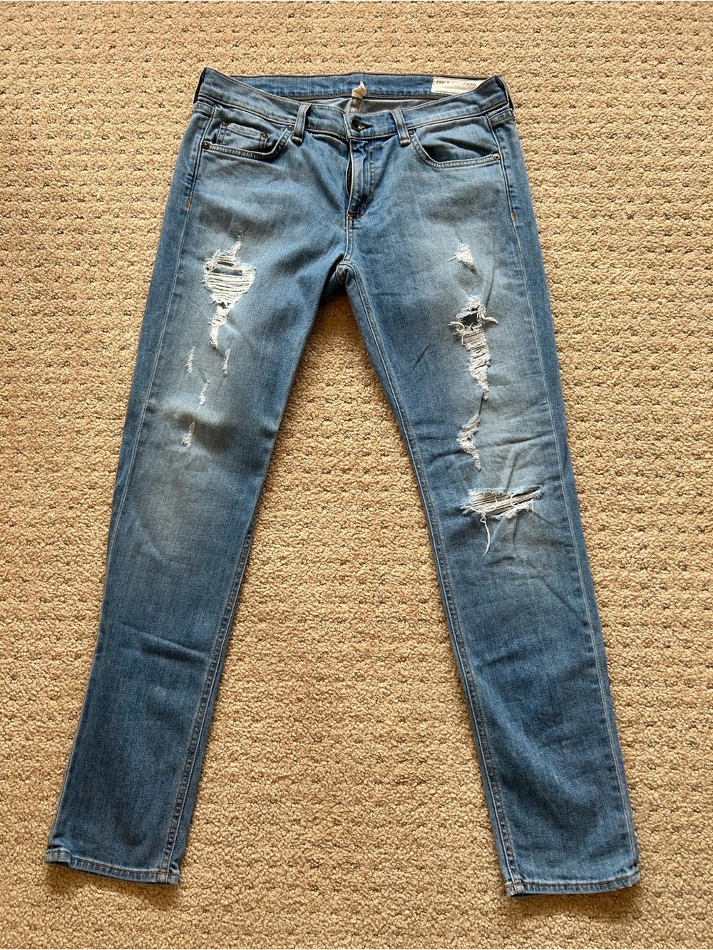 rag & bone Women's Skinny Distressed Blue Jeans